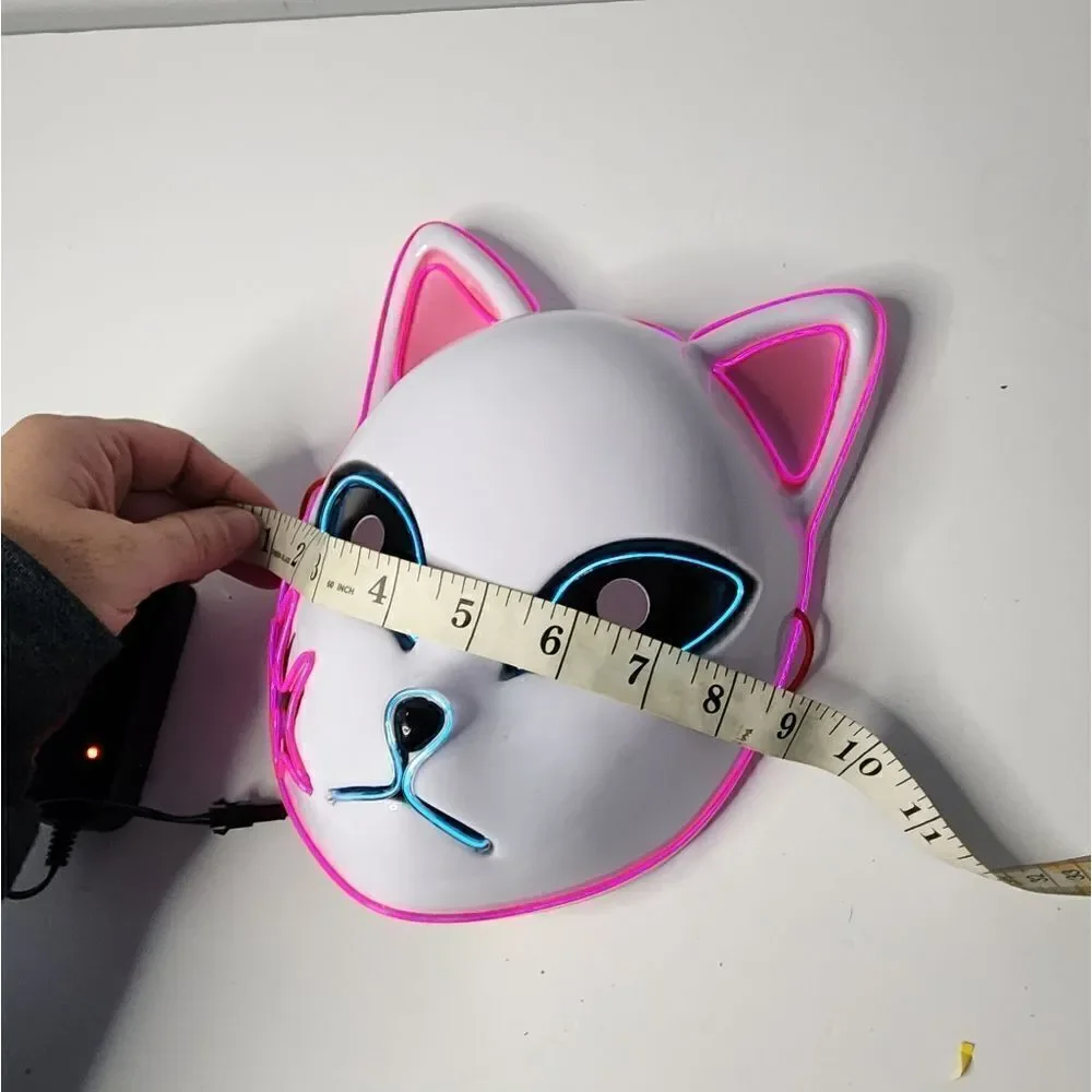 LED Neon Cat Mask EL Wire Halloween Cosplay Light Up Luminous Glowing Costume